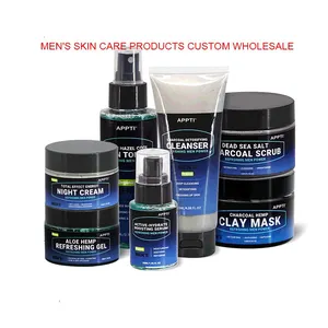 Men Face Skin Brightening Kit Face Cream Scrub Serum Mask Range Face Refreshing Set
