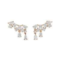 Anting-anting pendek LOZRUNVE 925 Sterling Silver berlapis emas dengan kristal pear baguette cluster