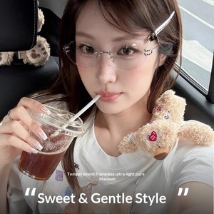 Bestfen Korean-style <b>Frameless</b> Glasses Horseshoe Buckle Rope Knot Design Pure Retro Stylish Slimming Eyeglass <b>Frame</b> Face Unisex - Product Image 2