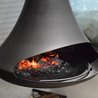 Cheminée suspendue moderne MEISU.CH à bois, pour plafond intérieur, idéale pour villas, hôtels et projets résidentiels de luxe