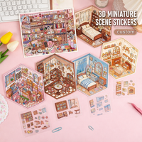 Kit d'autocollants 3D personnalisés pour scènes miniatures, ensemble d'autocollants PET Kawaii DIY pour maison de poupée, boutique de pâtisserie
