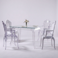 Mesa de Comedor Rectangular Transparente de Acrílico Transparente para Uso en el Comedor del Hogar