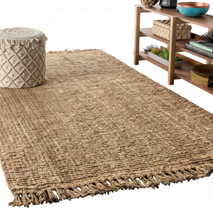 Tapis épais moderne en jute blanc d'Inde véritable, à poils longs, super doux, couleur unie, en forme de mouton, pour enfants, bureau, salle à manger, hôtel - Product Image 1
