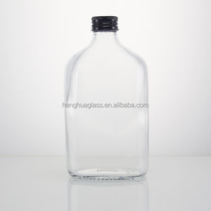 Gran oferta, matraz plano de 350ml, botella de vidrio de licor transparente, <span class=keywords><strong>Gin</strong></span>, Vodka, whisky, licores, té, jugo, café, bebida, botella de vidrio con tapa - Product Image 1