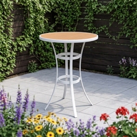 Table de bistrot ronde en WPC avec cadre en aluminium incurvé moderne, imperméable, anti-UV, pour café, balcon, jardin, terrasse