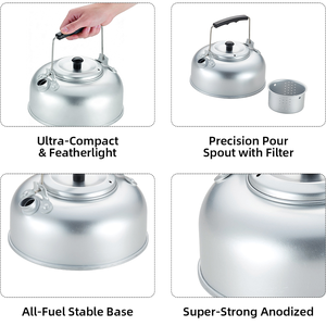 Bouilloire de camping en aluminium 0,9 L pour la randonnée et la pêche, théière légère et portable, bouilloire de pique-nique - Product Image 2
