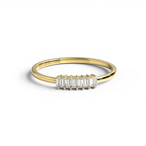 Minimalist 18K Gold Plated Light-Weight Diamond Ring Stackable Half Eternity Band Cluster Fine Jewelry Gift for Women - Product Image 1