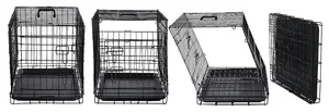 Çift kapı köpek kulübesi evler köpek sandık kapak yavru kediler için katlanabilir Metal kontur kafesleri