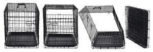 Perreras para perros de doble puerta, casas, cubierta de jaula para perros, jaulas de contorno de Metal plegables para cachorros y gatos - Product Image 3