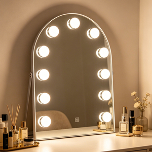 Wholesale Adjustable Brightness Custom Desktop White Led Lights <b>Makeup</b> Mirror Vanity With Bulb Mirror - Product Image 1