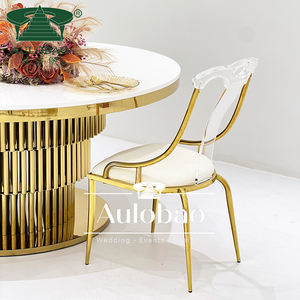 Wholesale Outdoor Events Pu Leather Seat Wedding Stainless Steel <b>Dining</b> <b>Chair</b> - Product Image 4