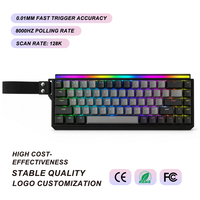Teclado para juegos con interruptores magnéticos con cable de 68 teclas, 65%, tasa de sondeo de 8K, escaneo de 128K, disparo rápido de 0.01 mm, teclas PBT RGB, configuración por software