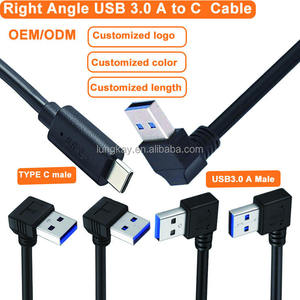 สายเคเบิล LUNG KAY แบบ Type-C ยาว 2 เมตร รองรับการชาร์จเร็ว 3A ถ่ายโอนข้อมูล 10Gbps หัวงอ 90 องศา USB3.0 สายหุ้ม PVC สำหรับโทรศัพท์มือถือ - Product Image 3