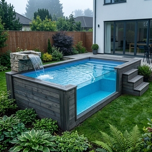 <span class=keywords><strong>Piscine</strong></span> en fibre de verre Longxuan innovante, certifiée CE, <span class=keywords><strong>avec</strong></span> revêtement en gelcoat de qualité supérieure, pour penthouse, plage, bancs élégants et lattes de terrasse - Product Image 5