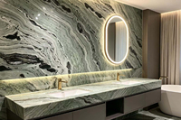 Dalle de marbre en pierre naturelle Centurymosaic Jade Cloud Green pour mur de fond, plan de travail de cuisine, salle de bain, salon, intérieur