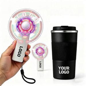 Mini ventilateur portable personnalisé avec logo, affichage LED, ventilateur à messages manuel, cadeau promotionnel pour invités de mariage, événements professionnels - Product Image 1