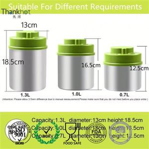 Refrigerador reutilizable Vacare, contenedor de almacenamiento de grado alimenticio al vacío de acero inoxidable, caja de desayuno para el almuerzo, tarro circular - Product Image 3