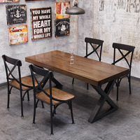 Ensemble de table et chaises en bois de style industriel moderne, bureau multifonctionnel pour la maison, le bar, l'appartement, les restaurants et les bars à grillades