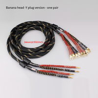 YYAUDIO Câble de Haut-Parleur Hifi 24 Cœurs Bi-Wire à Paire Torsadée avec Gaine PVC, 2 Mâles vers 4 Mâles Banane/Patin en U, En Stock
