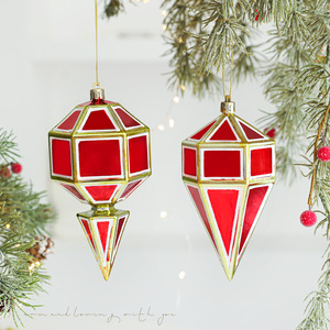 Red Finial Drop Christmas Ornament Hanging Christmas Finial Ornaments Plastic Shatterproof <b>Decor</b> for Xmas Tree <b>Winter</b> Supplies - Product Image 2