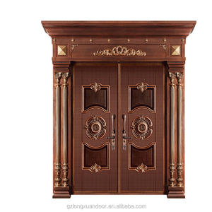 2025 Outdoor-Sicherheitstür aus Kupfer mit Kugelsicherer Stahlplatte für Villen, Außen-Eingangstür mit Fertigoberfläche - Product Image 1