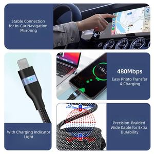 Cable <span class=keywords><strong>USB</strong></span> 3.0 Tipo-C a Tipo-C de Carga Rápida PD120W 65W 27W, con Núcleo de Cobre Puro, Trenzado Magnético y LED para iPhone 17/16/15 y Samsung - Product Image 6