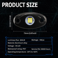 Luz LED Espumoso de 9W y 800LM con 9 LED para la Parte Inferior de Vehículos, DC12V, para Camiones, ATV, UTV, SUV, Todoterreno, Luces para Chasis