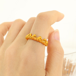 Geometric Irregular <b>Rings</b> For Women Gold Brass <b>Adjustable</b> 7mm Heart Shaped Party Jewelry - Product Image 4