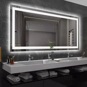 Right Angled Square Ultra Thin Tempered Glass Touch Bluetooth Intelligent Sensing Hotel Home Bathroom Mirror