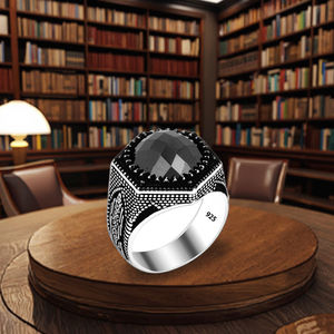 <span class=keywords><strong>Anello</strong></span> con sigillo duro in argento Sterling 925 Solomon da uomo con grande gemma in stile Vintage, Logo gratuito, adatto - Product Image 4