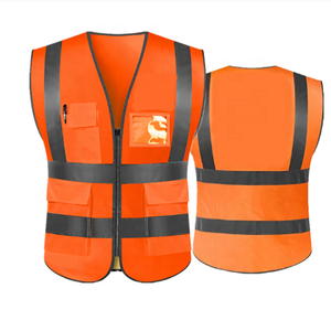 <span class=keywords><strong>Gilet</strong></span> de sécurité haute visibilité jaune/<span class=keywords><strong>orange</strong></span> fluorescent avec fermeture éclair sur le devant, logo personnalisé, imperméable, classe ANSI 1/2, clignotant LED - Product Image 1