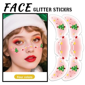 3 pegatinas de tatuajes faciales con purpurina de Halloween para mujeres y niños, bonitos tatuajes faciales temporales dorados con forma de estrella, resistentes al agua - Product Image 6