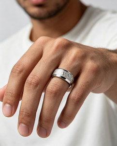 <span class=keywords><strong>Bague</strong></span> chrétienne unisexe en <span class=keywords><strong>acier</strong></span> inoxydable, large, gravée avec un croix de Jésus, élégante, simple et polyvalente - Product Image 2