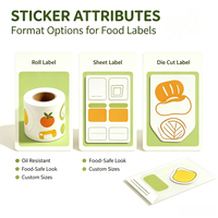 Étiquettes personnalisées en vinyle pour aliments, résistantes à l'huile, conformes aux normes alimentaires, en rouleau, prédécoupées pour boulangerie, snacks, boissons, bougies