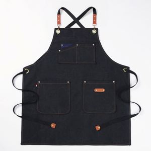 Delantal sin mangas con logotipo impreso personalizado, ecológico, cómodo, de lona gruesa, resistente a la suciedad, para el hogar, la cocina y el trabajo, con 1-4 bolsillos. - Product Image 6