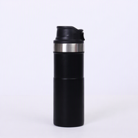 Tumbler Vakum Isolasi Dinding Ganda 500ml dari Baja Anti Karat 304 dengan Tutup Lipat Satu Sentuhan, Botol Air Perjalanan, Mug Outdoor dari Bahan Bambu