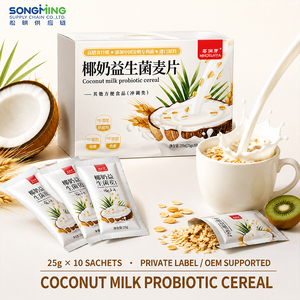 <span class=keywords><strong>Cereali</strong></span> Istantanei al Cocco Probiotici 250g, 25 Bustine, Confezione da 10, Vendita all'Ingrosso OEM, Ricchi di Fibre e Multi-Grano - Product Image 1