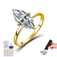 Fabricants de bijoux sur mesure, bague solitaire en moissanite de 3 carats, coupe marquise, certificat VVS GRA, bijoux pour femme, bijoux PVD