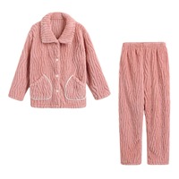 Antistatische Herbst- und Winter-Pyjamas für Paare, einfaches, dickes Fleece, warm, mit Umlegekragen, Cardigan-Homewear-Set