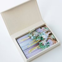 Boîte d'emballage photo personnalisée en lin gris crème 4X6-5X7 Boîte de papier imprimé personnalisé cadeau photographe avec gaufrage pour cadre photo