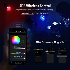 Lumière vidéo <span class=keywords><strong>LED</strong></span> <span class=keywords><strong>NEEWER</strong></span> CB60 <span class=keywords><strong>RGB</strong></span> 70W avec contrôle par application, monture Bowens, éclairage continu COB pleine couleur 18000Lux/1m CCT - Product Image 3