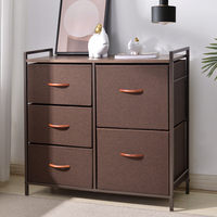 Commode de rangement grande capacité pour chambre et salle de bain avec 5 boîtes de rangement en tissu