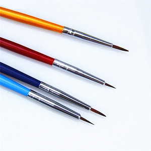 Pinceau à manche en bois pour nail art, avec virole sertie, 4 couleurs, en nylon, pour gel UV, stylo de peinture pour dessin floral - Product Image 2
