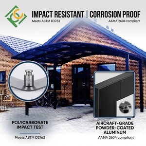Tettoia da Giardino in Alluminio per Auto e <span class=keywords><strong>Moto</strong></span> Posteggio Coperto in Alluminio e Policarbonato - Product Image 6