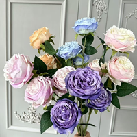 Fleurs artificielles en plastique à 3 têtes superposées en forme de rose, ornements décoratifs haut de gamme, accessoires de photographie pour
