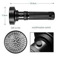 Linterna UV Recargable de 100 LED, 395 nm, Cuerpo de Aluminio, Lámpara de Mano para Uso Industrial y de Emergencia, Funciona con Batería AA