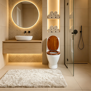 <span class=keywords><strong>Asiento</strong></span> de Inodoro de Pino Macizo de Primera Calidad con Acabado Mate Antiguo, Tapa de <span class=keywords><strong>Cierre</strong></span> <span class=keywords><strong>Suave</strong></span> con Mecanismo de Liberación Rápida - Product Image 5