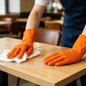 Gants en nitrile imperméables, nettoyage, peinture, jardinage, anti-huile, orange, jetables, gants en nitrile à adhérence diamantée pour la maison - Product Image 3