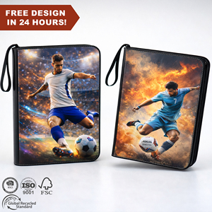 Carpeta de Colección de Tarjetas Deportivas de Fútbol, Diseño Personalizado, con 4 Bolsillos con Cremallera, en Cuero PU Resistente - Product Image 1