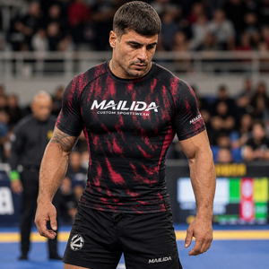 Rash Guard BJJ a Maniche Corte con Logo Personalizzato, Senza <span class=keywords><strong>Gi</strong></span>, per Grappling e Jiu Jitsu, Prezzo di Fabbrica - Product Image 2